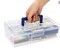 Clear Multipurpose Stationery Storage Box with Handle Plastic Storage Box with Removable Tray (Blue) Handy Sewing Box Art Craft Supply Organizer Home Utility Box